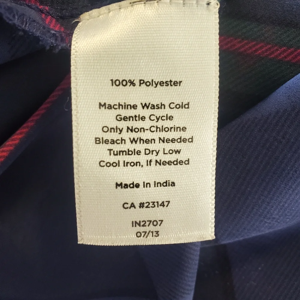TALBOTS Size M Tartan navy plaid sleeveless, detail ruffle neck Holiday tank top - Picture 8 of 8